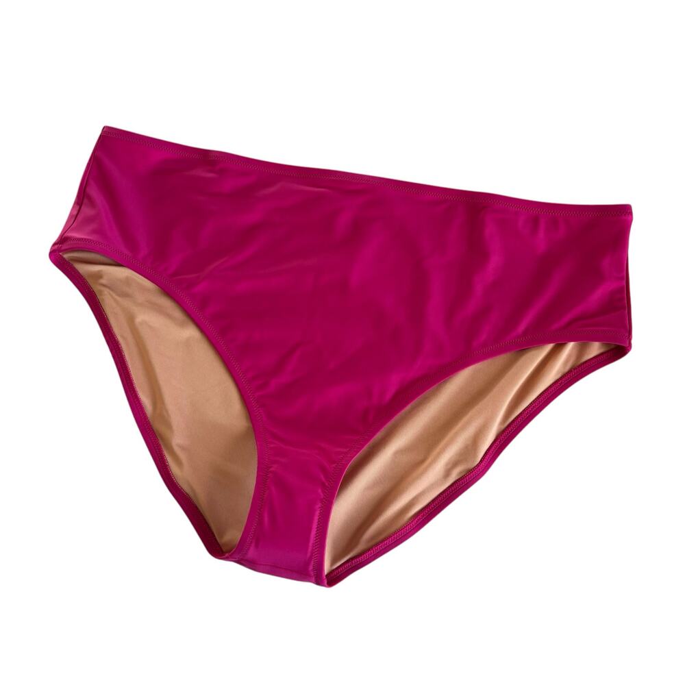 J.Crew Hallie Fuchsia Pink High-Rise Bikini Bottoms Women's Swimwear Size 2X